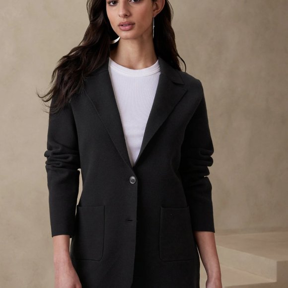 NWOT Banana Republic Milano Sweater Blazer, XS, Black - Picture 1 of 9